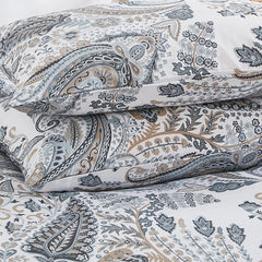 100% Cotton Grey Paisley Duvet Cover Set