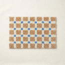 Meadow Plaid Rug Honey Vichy Tan Cream Blue Checkered Bath Mat Product Shot