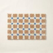 Meadow Plaid Rug Honey Vichy Tan Cream Blue Checkered Bath Mat Product Shot