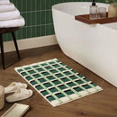 Meadow Plaid Rug Pine Windowpane Bathroom Mat Pine Green Mint Black Cream Modern Bathroom