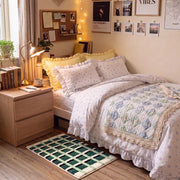 Meadow Plaid Rug Pine Windowpane Bedroom Decor Pine Green Dorm Room Cozy Aesthetic Bedroom