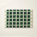 Meadow Plaid Rug Pine Windowpane Green Black Cream Checkered Bath Mat Product Shot