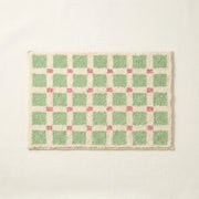 Meadow Plaid Rug Sage Vichy Green Pink Checkered Bath Mat Product Shot