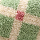Meadow Plaid Rug Sage Vichy Plush Tufted Detail Sage Green Cream Rose Pink