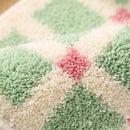 Meadow Plaid Rug Sage Vichy Tufted Texture Closeup Sage Green Coral Pink