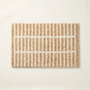 Meadow Plaid Rug Toffee Stripe Tan Cream Windowpane Bath Mat Product Shot