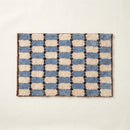 Offset Check Rug Blue Cocoa Denim Blue Cream Brown Checkered Bath Mat Product Shot