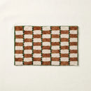 Offset Check Rug Rust Green Terracotta Cream Checkered Bath Mat Product Shot