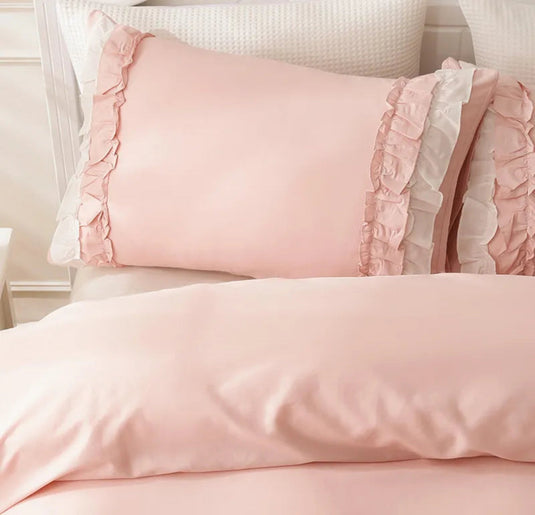 100% Cotton Soild Pink White Pillowcases