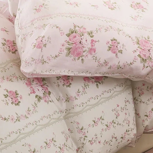 Pink Small Floral Rose Duvet Cover Set