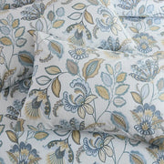 Traditional Blue Gold Floral Duvet Cover Set