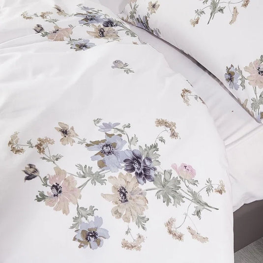 White Pastel Floral Duvet Cover Set