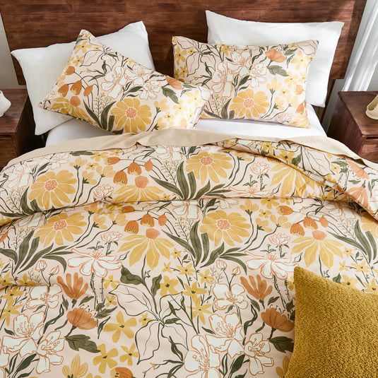aesthetic amber wildflower meadow quilt set 100 cotton