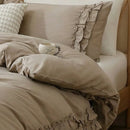 aesthetic beige ruffle comforter shabby chic home styling