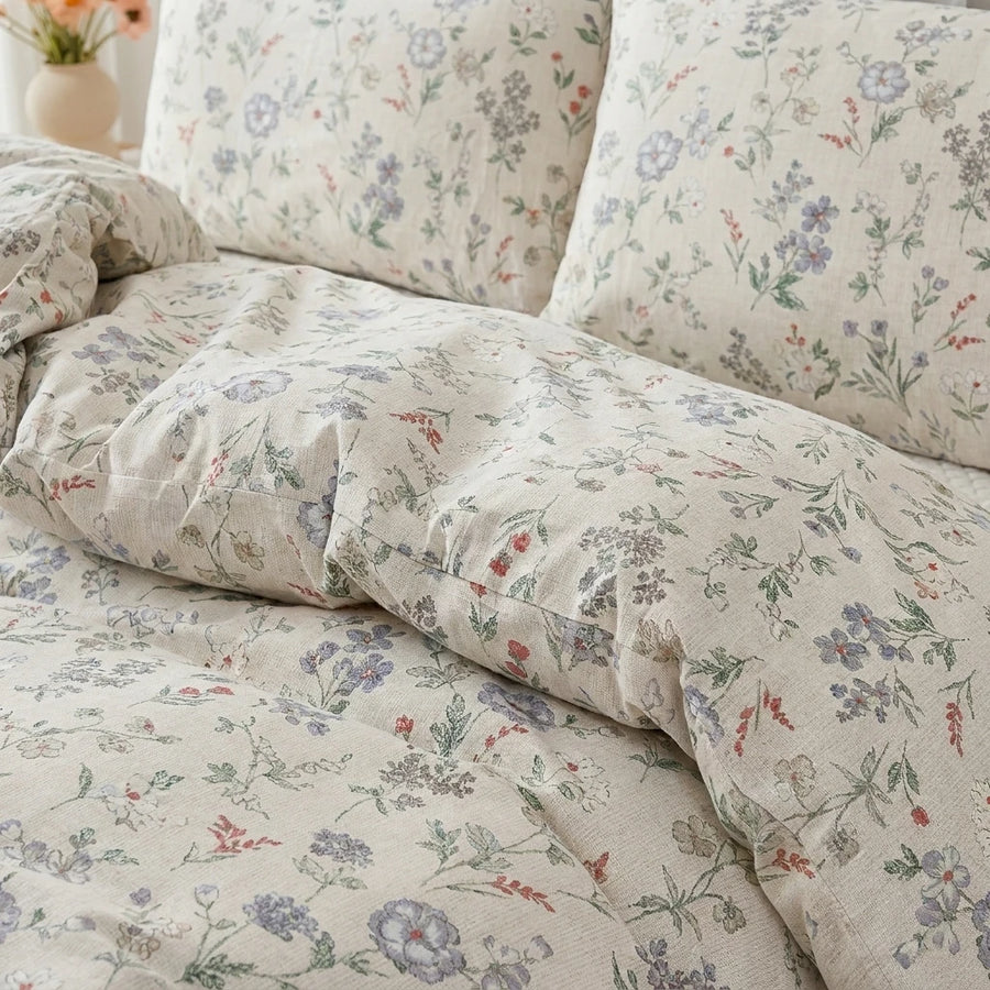 aesthetic botanical print bed linens modern farmhouse style