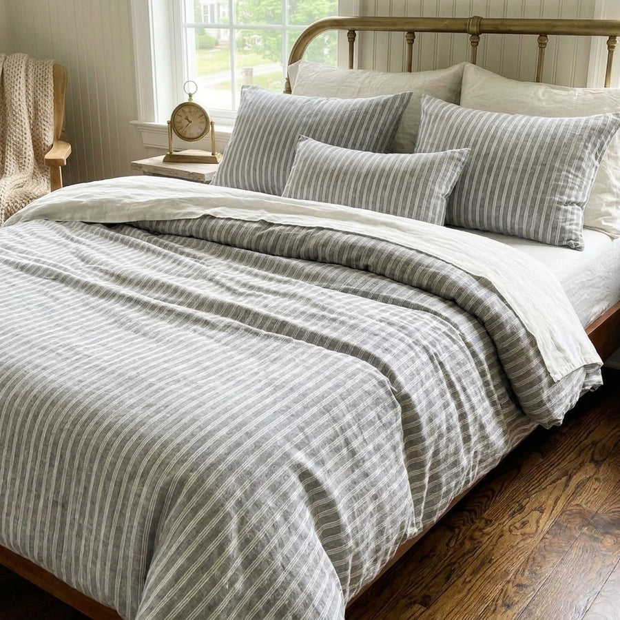 aesthetic coastal style ticking stripe quilt cover soft cotton