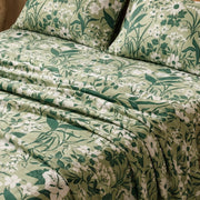 aesthetic dark green floral sheet set forest bloom decor