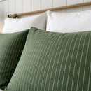 aesthetic deep green striped bedding minimalist nature style