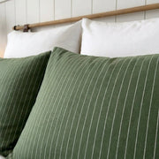 aesthetic deep green striped bedding minimalist nature style