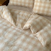 aesthetic earth tone checkered bed linens shabby chic styling