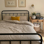 aesthetic earth tone gingham bed linens soft breathable cotton
