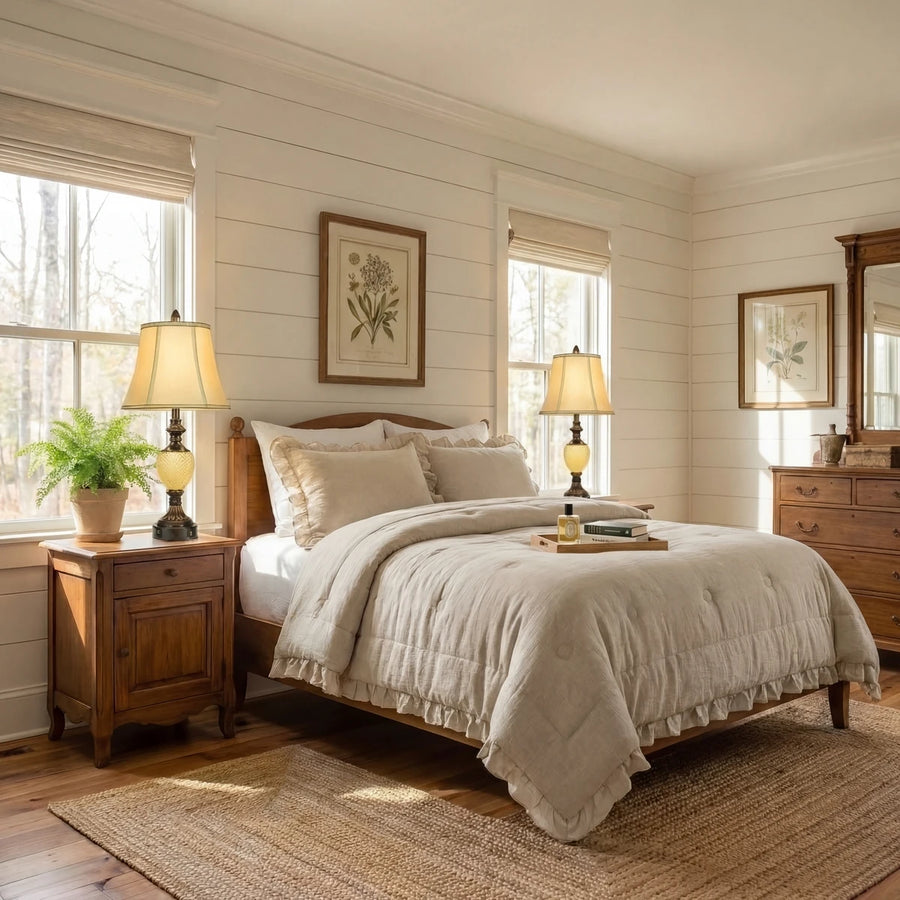 aesthetic earthy tone striped comforter set breathable cotton