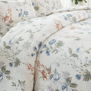aesthetic floral comforter set soft pastel blue quilt