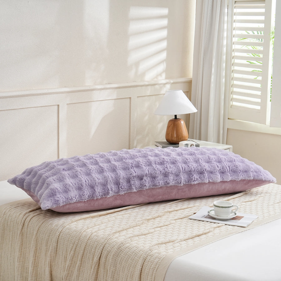 aesthetic purple shaggy rabbit fur pillow case for bedding