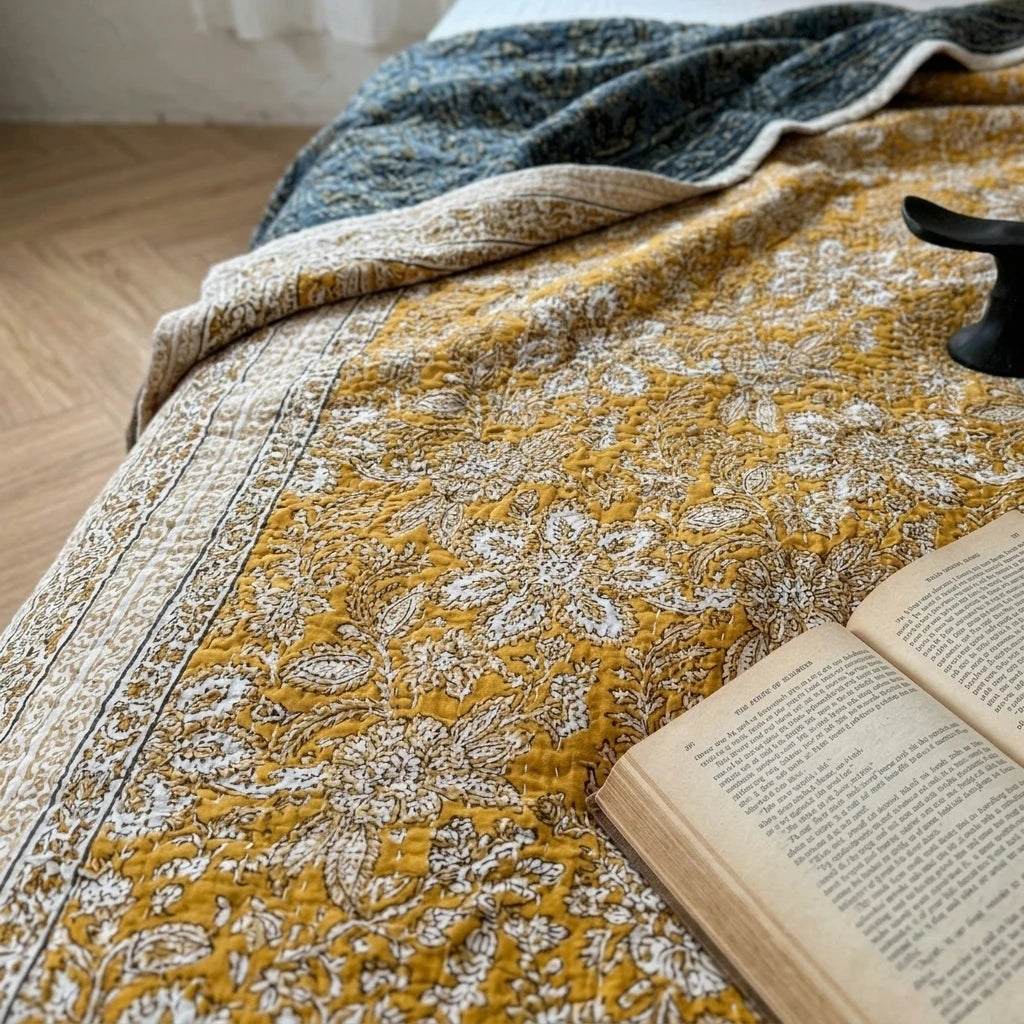 amber charcoal reversible cotton quilt texture