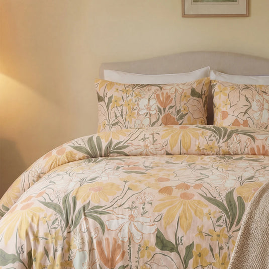 amber meadow wildflower print pillow shams cotton texture