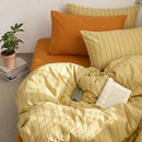 amber pin yellow striped duvet cover set warm look