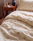 apricot rose reverie ruffle duvet cover set fabric texture