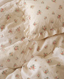 apricot rose reverie ruffle duvet cover set floral detail