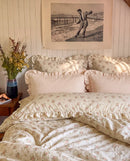 apricot rose reverie ruffle pillowcases bedroom styling