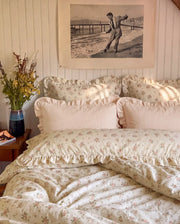 apricot rose reverie ruffle pillowcases bedroom styling