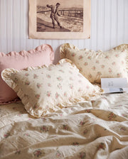apricot rose reverie ruffle pillowcases floral design