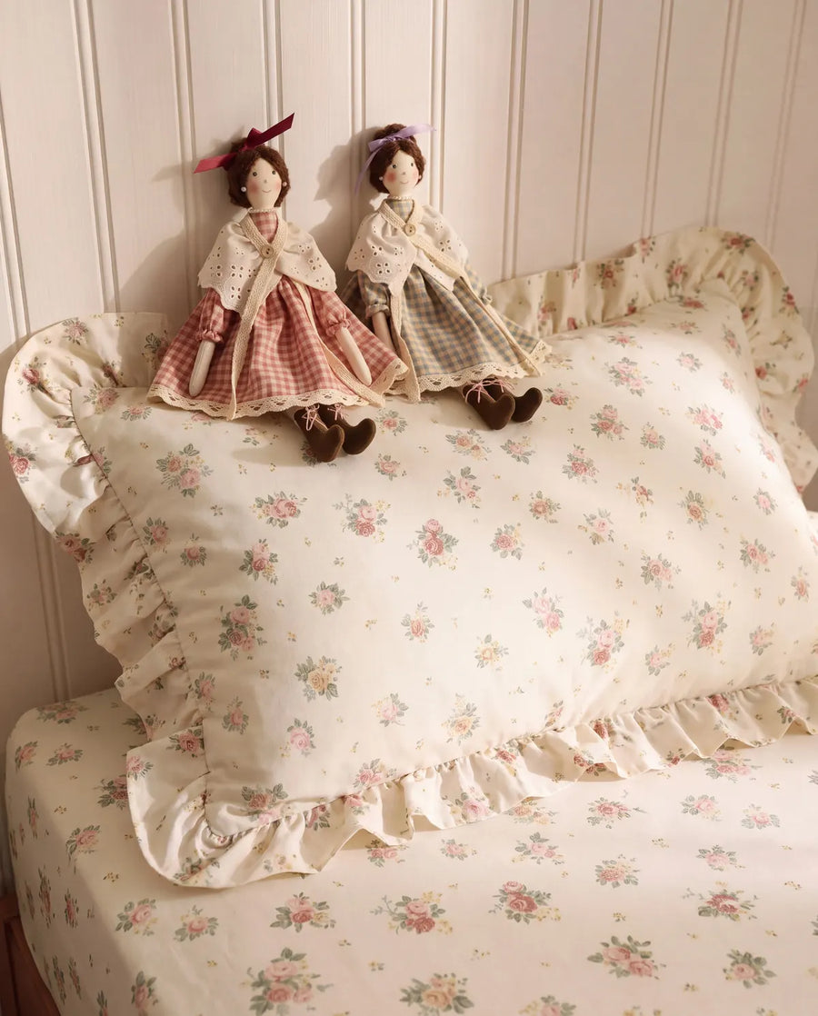 apricot rose reverie ruffle pillowcases vintage cottage style