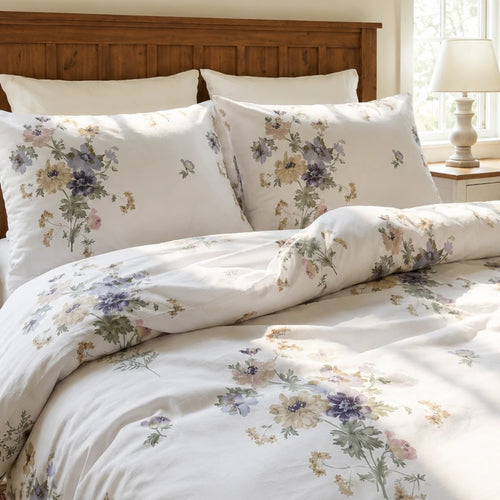 artisan gardenia botanical duvet cover set purple yellow floral bedding