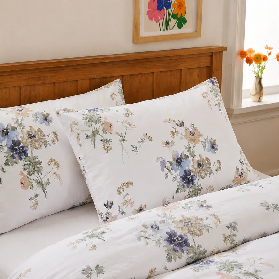 artisan gardenia botanical pillowcase blue yellow floral