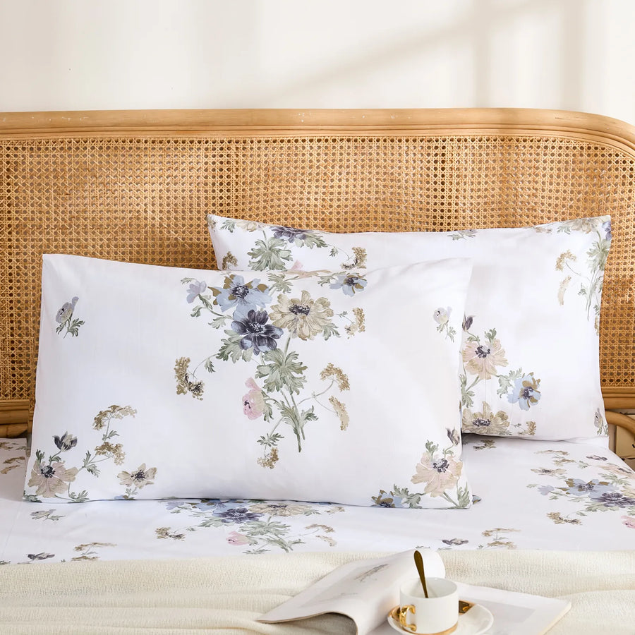 artisan gardenia botanical pillowcase set floral print bedding main