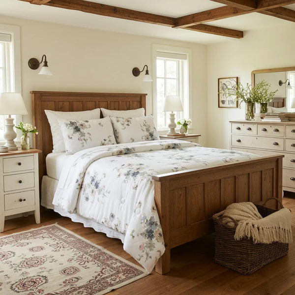 artisan gardenia slate comforter set watercolor bloom bedding main