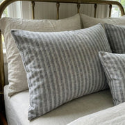 artisan grey ticking stripe fabric texture close up breathable texture