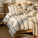 artisan raw edge stripe duvet cover set cream stripe bedding main