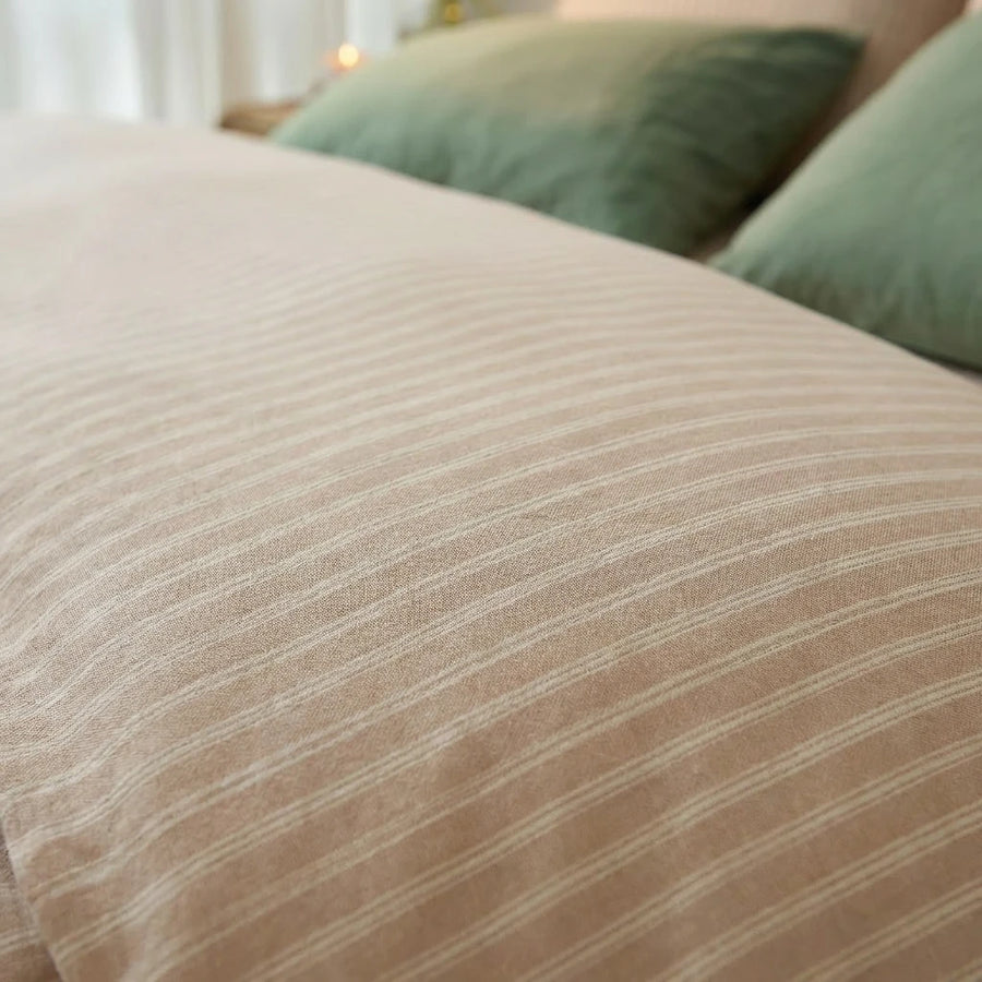 artisan toasted sand pinstripe duvet cover set beige bedding main