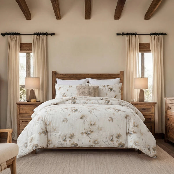 artisanal earth bloom botanical comforter set rustic bedroom decor