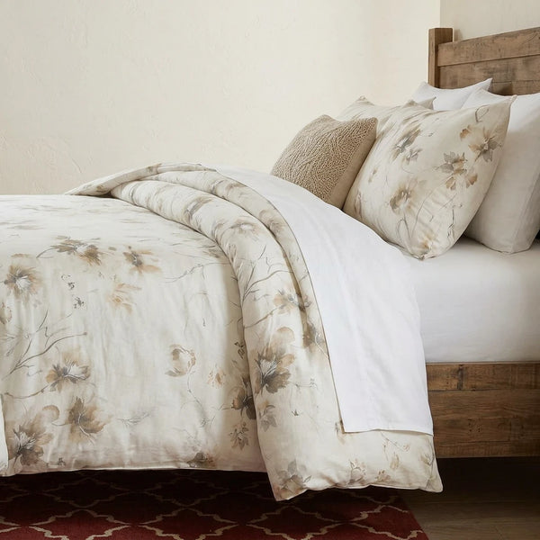 artisanal earth bloom botanical comforter set taupe floral bedding