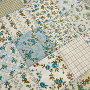 artisanal patchwork botanical fabric flat lay floral plaid mix