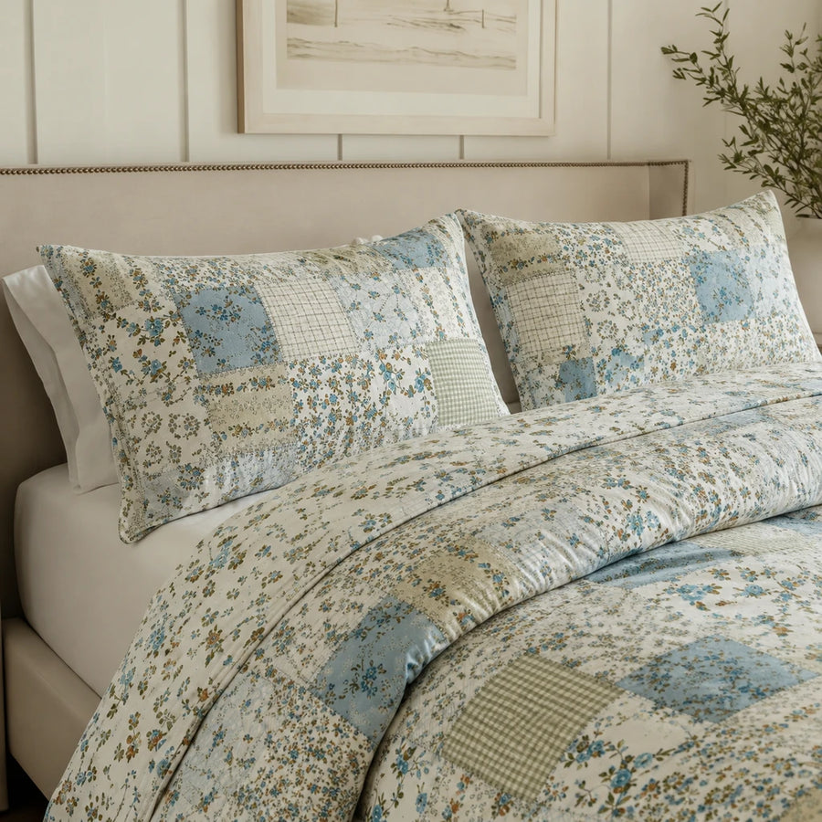 artisanal patchwork botanical pillow shams set of 2 bedroom decor
