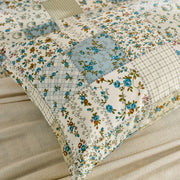 artisanal patchwork botanical pillowcase textured macro detail