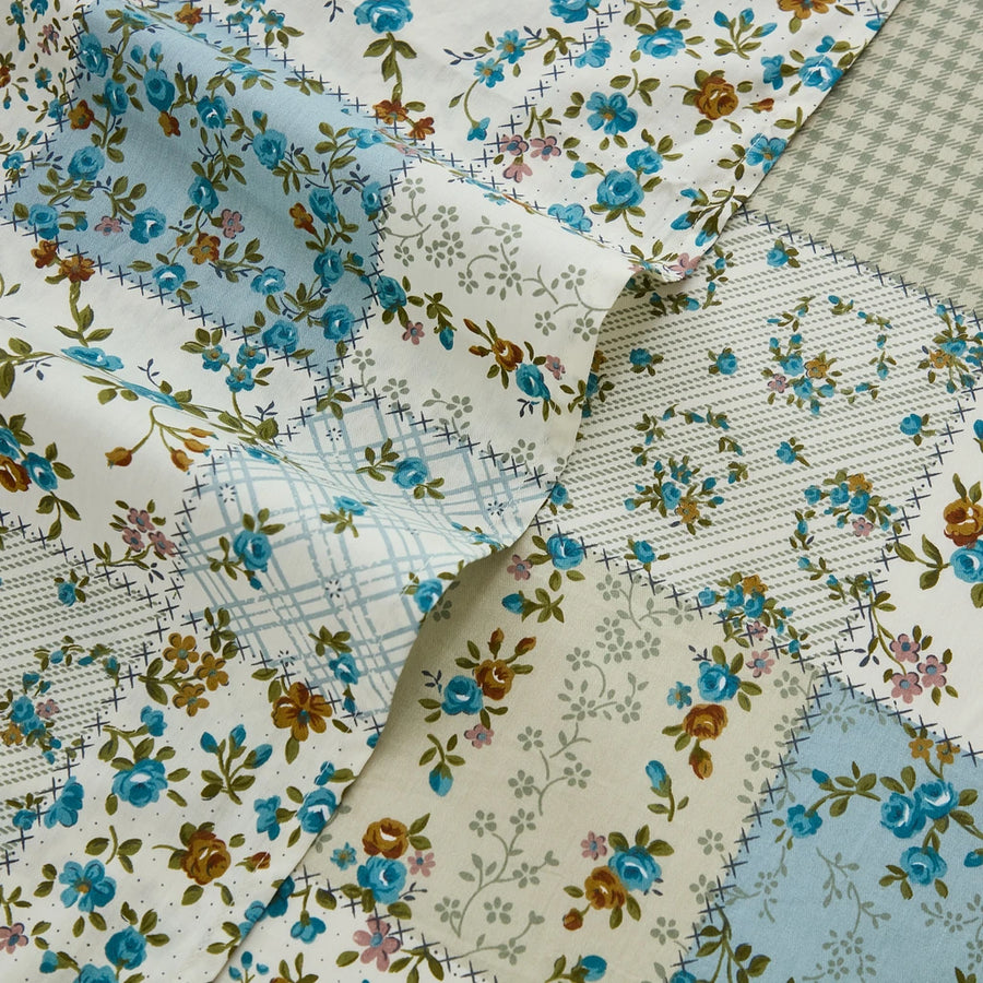 artisanal patchwork fabric texture close up floral print